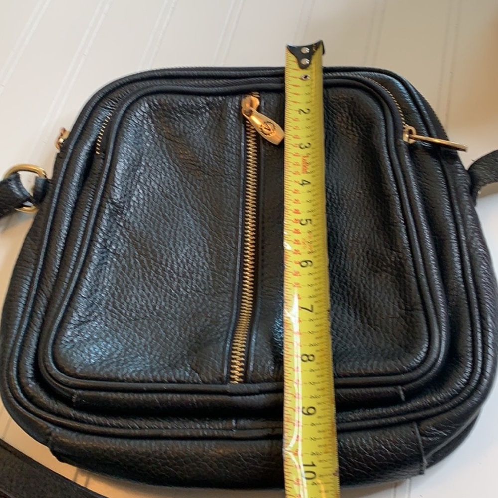 Valentina Black Leather Crossbody w/ Cool Vertical Zip Pocket - Picture 5 of 8